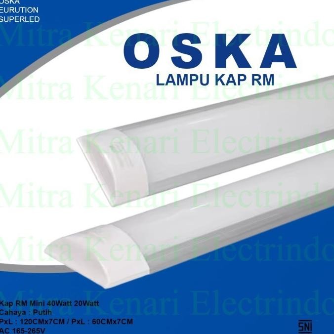 OSKA LAMPU TL SLIM LED 40WATT (120CMX7CM) & 20WATT (60CMX7CM) CAHAYA PUTIH (KAP SUSU) 1612T