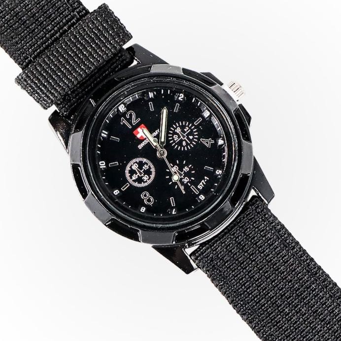 AKSESORIS SPORTY WATCH JAM TANGAN ANALOG KEKINIAN COWO LAKI TALI STRAP KAIN PREMIUM