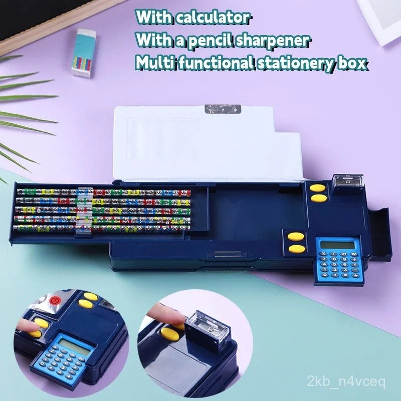 

Calculator Stationery Box Creative Gift for Elementary School Students Boy Double-sided Pencil Case Multifunctional 9BII