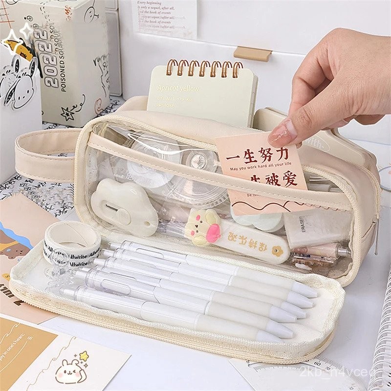 

Transparent Pencil Case Trousse Portable Pencil Box Kawaii Fournitures Scolaire Waterproof School Pen Case Papeterie Japonaise YQEJ