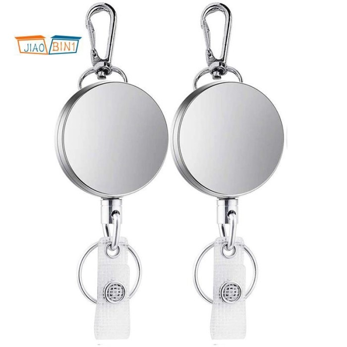 

Sale 2Pcs Retractable Pull Key Ring Id Badge Lanyard Name Tag Card Holder