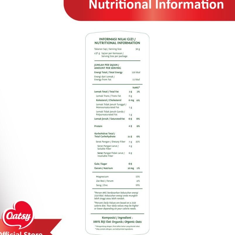 Oatsy Organic Oatmeal (Instant & Rolled Oat) 500 Gr