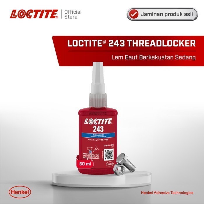 

TERBARU - Henkel LOCTITE 243 THREADLOCKER Lem Baut 50 ml - 243