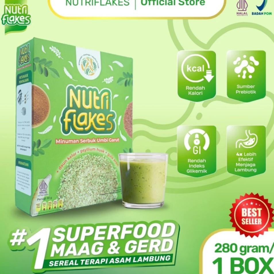 

Nutriflakes Sereal Umbi Garut Asam Lambung Maag Gerd Kolesterol & Cernaan 280Gr