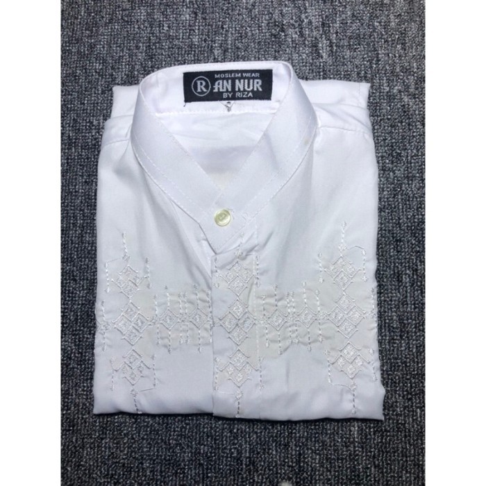 Baju Koko Anak baju koko anak / koko putih anak / koko tanggung / koko anak smp - bordir putih A, L 