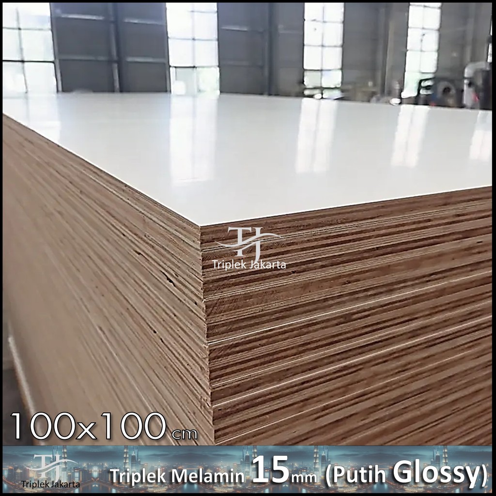 Melamin Glossy 15mm 100x100 cm  | Triplek Melamin Putih GLOSSY 1 Muka | 15 mm 100x100cm