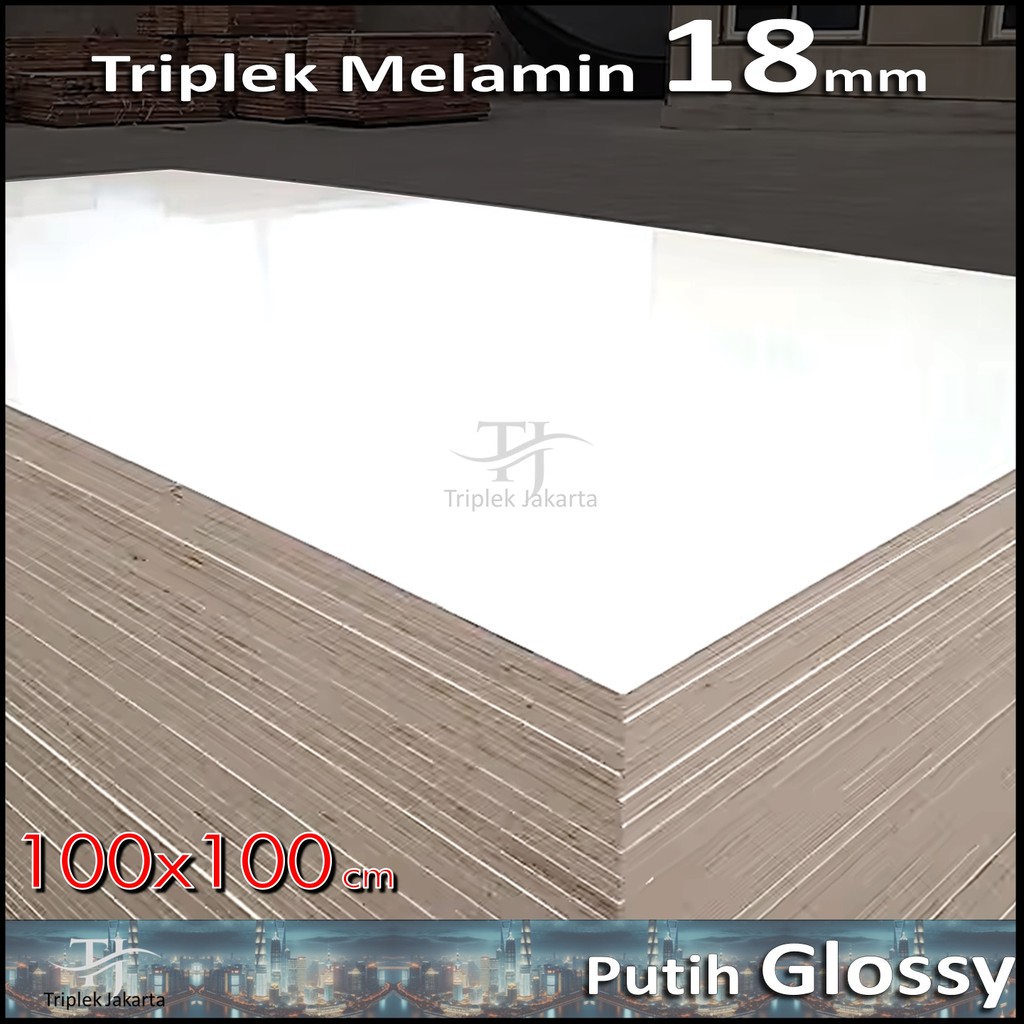 Melamin Glossy 18mm 100x100 cm  | Triplek Melamin Putih GLOSSY 1 Muka | 18 mm 100x100cm