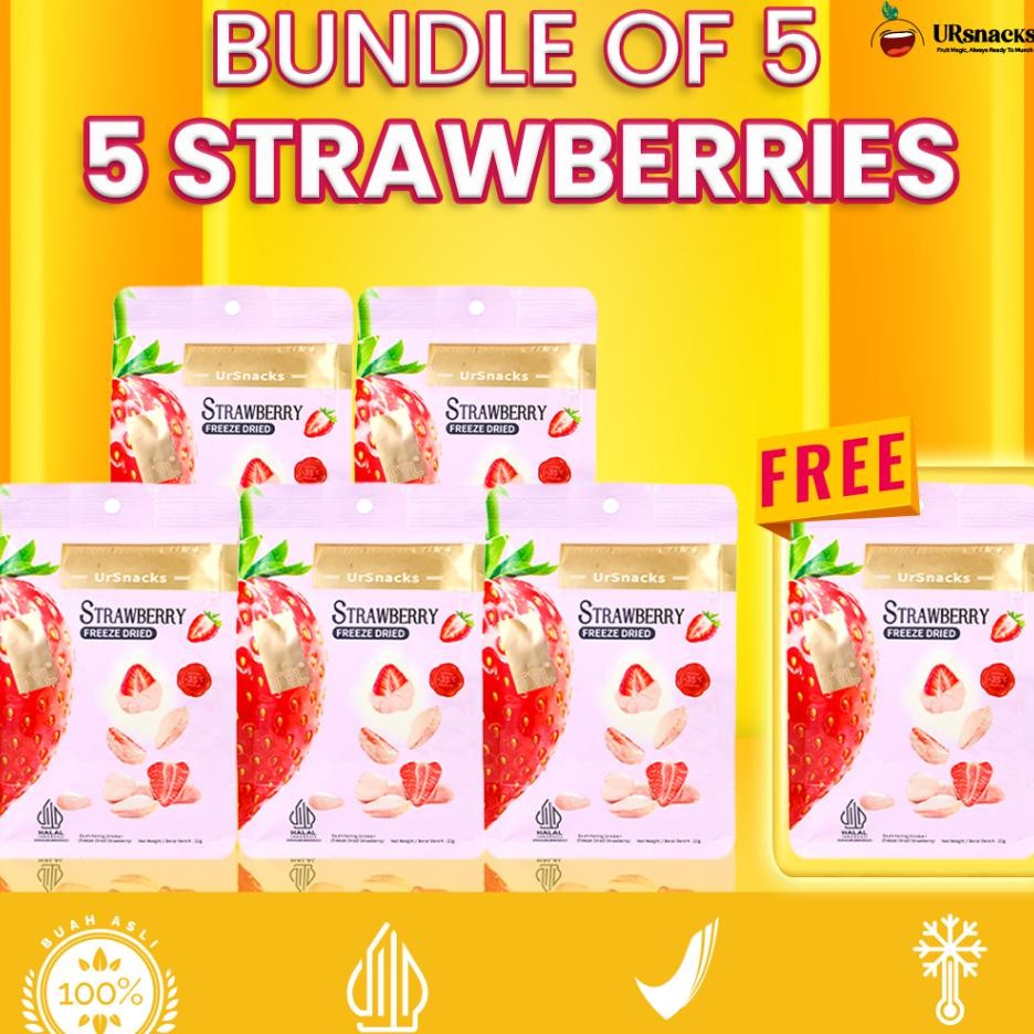 

Ursnas Buy 5 Get 6! [Free 1 Pa Strawberry] - Freeze Dried Strawberry 5Pcs - Sna Keripik Buah Halal Bpom