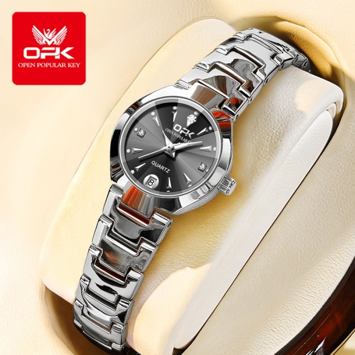 Best Seller OPK Jam Tangan Wanita Original Branded Cewek Anti Air Rantai Kuarsa - Putih