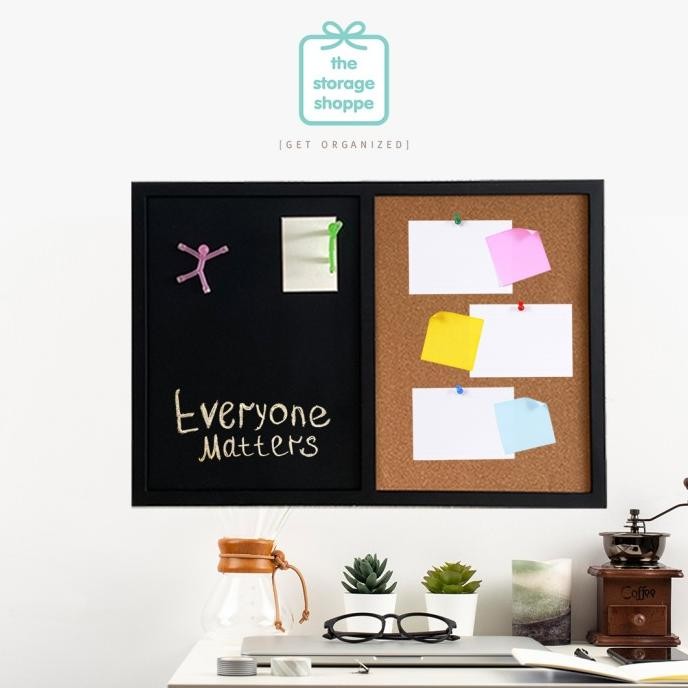 

TERMURAH - Magnetic Chalk Board Fabric Pushpin Board Combo Papan Tulis Bulletin