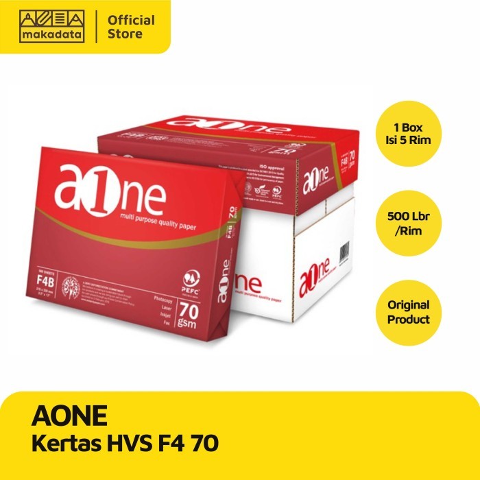 

KERTAS HVS PRINT FOTOCOPY A-ONE F4 70 GRAM (1 BOX) MURAH