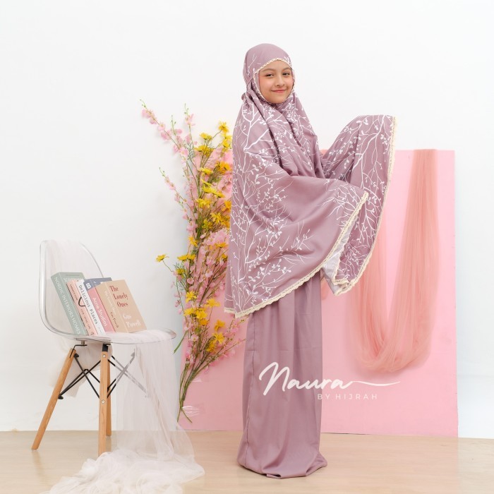 TERLARIS Mukena Anak 9-13 Tahun (Remaja/Tanggung) Katun Mikro Renda 2 in 1 - Tsania Lavender