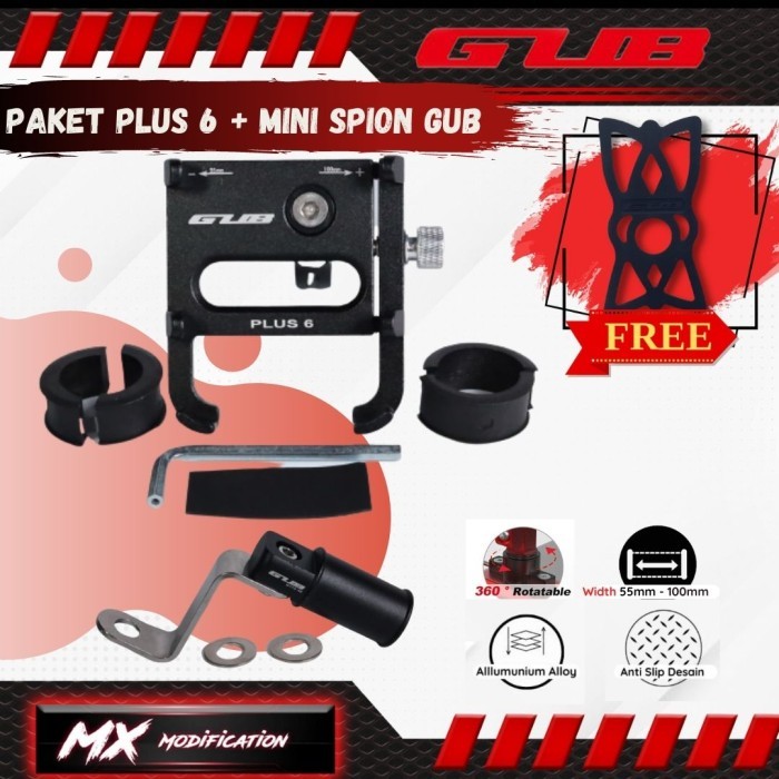 Gub Plus 6 Holder Handphone Allumunium Alloy Original