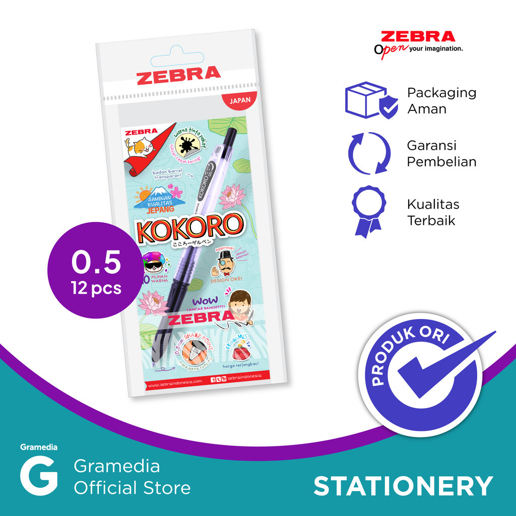 

Gramedia Bintaro - ZEBRA KOKORO 0.5 SET 12 BLACK INK
