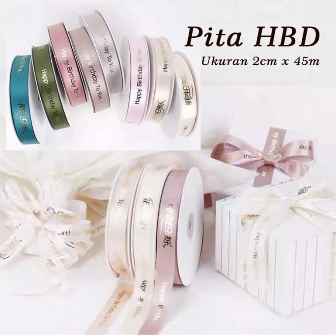

Pita Satin Happy Birthday Roll " Sheng Ri Kuai Le " Pita Kotak Kue HBD