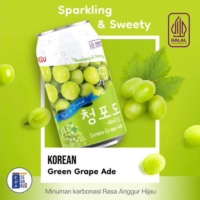 

Korinus Green Grape Ade Minuman Soda Korea Halal 350Ml