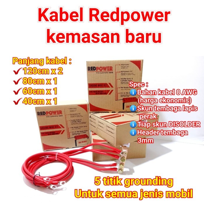 Redpower Kabel Ground 8 Awg Untuk Mobil 5 Titik Grounding