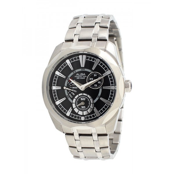 Jam Tangan Pria Alba Sign A  Original  Garansi Resmi Stainless Steel Sport Silver AQ7045 X1