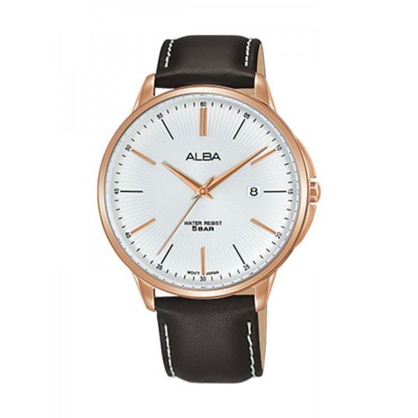 Jam Tangan Pria Alba Prestige  Original  Garansi Resmi Leather Formal Rose Gold AS9G36 X1