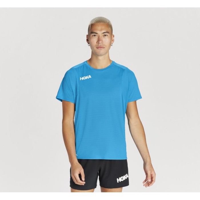 Hoka One One Performance Running Shirt Baju Running gym Biru Turkish