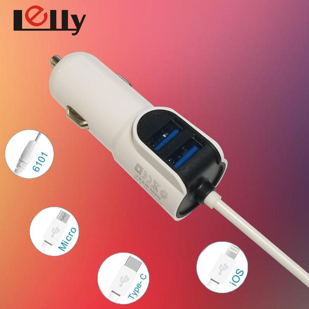 Lelly Adapter Car Charger Mobil Quick Fast Charging Mobil Saver dengan kabel