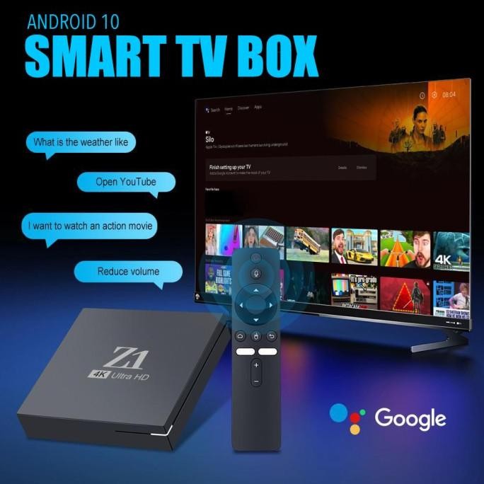 Smart TV Box Unlocked Google TV Google Voice Control Bluetooth Android TV Box Z1 Ram 2GB Rom 16GB ST