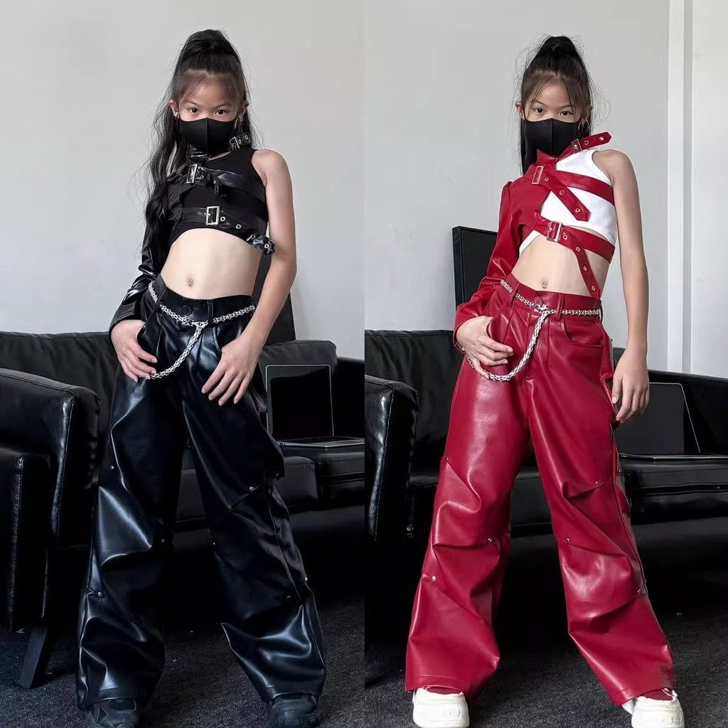 Kostum Pertunjukan Dansa Tim Wanita, Pakaian Anak, Kostum Pertunjukan Dansa Jazz, Tim Wanita Merah