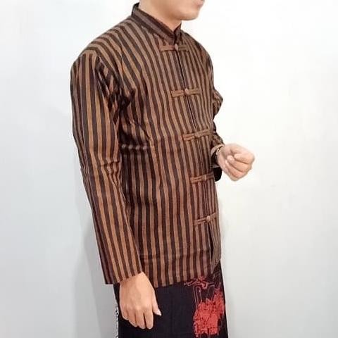 Baju Koko Surjan/Motif Lurik/Baju koko surjan sanghai/lengan panjang MS54