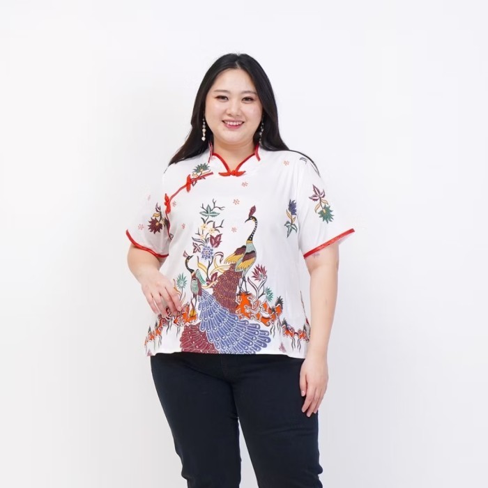 Lellay - Blouse Batik Cheongsam Imlek Cny Sincia Qupao Wanita Big Size Jumbo