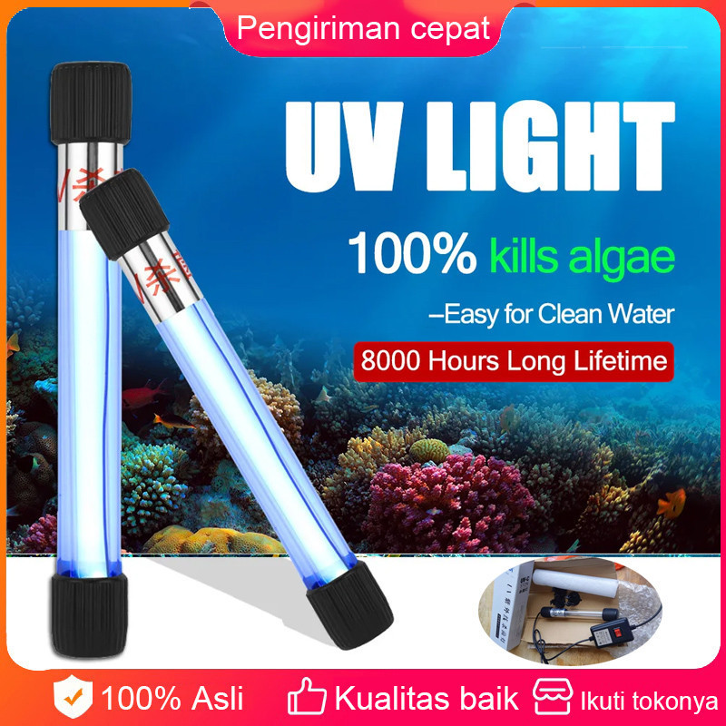 Lampu Uv Aquarium Tangki Ikan Uv Sterilisasi Lampu Ultraviolet Lampu Kolam Ikan Anti Air Aquarium