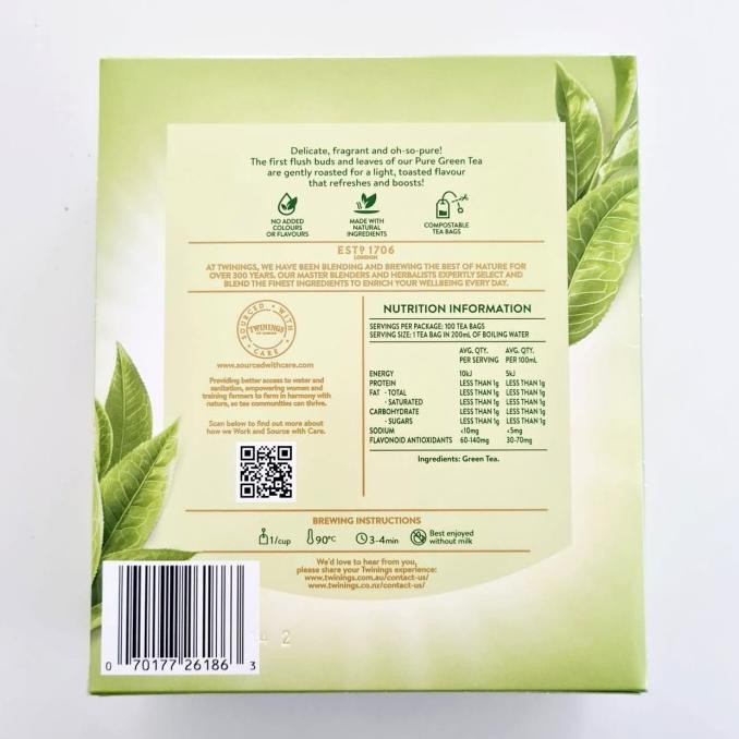

Twinings Pure Green Tea 100 Tea Bags