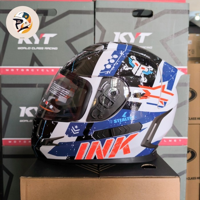 Helm Full Face INK Stealth Tactic Double Visor Original Motif Corak