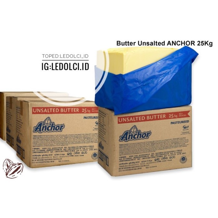 

TERMURAH! ANCHOR UNSALTED BUTTER MENTEGA REPACK 250 GR, 500 GR, 1 KG