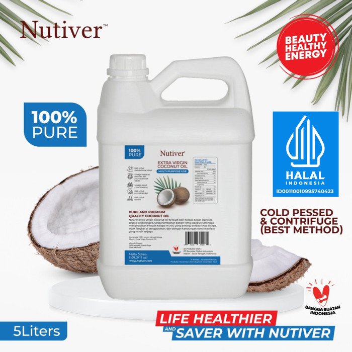 

NUTIVER VCO 5 LITER EVCO EXTRA VIRGIN COCONUT OIL MINYAK KELAPA