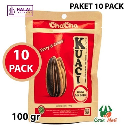 

Kuaci Cha Cha 100 gr PAKET 10 Bungkus Kwaci Biji Bunga Matahari