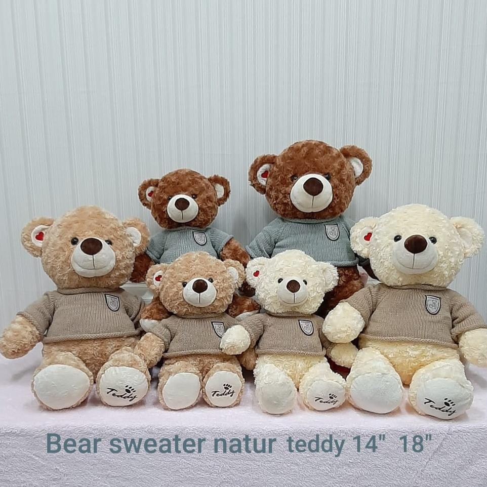 Boneka Bear Sweater Natur Teddy Teddy Bear Kado