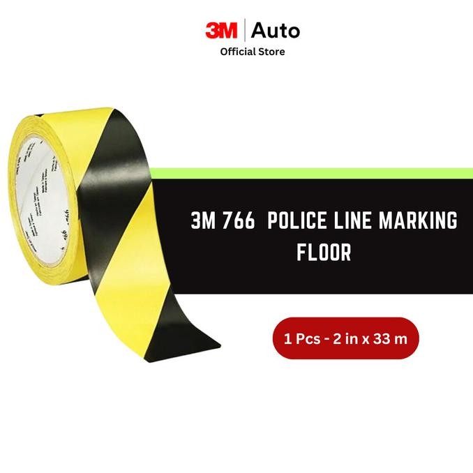 

3M 766 Lakban Police Line Tape Marking Floor Hitam Kuning - 2" x 36Y 2112