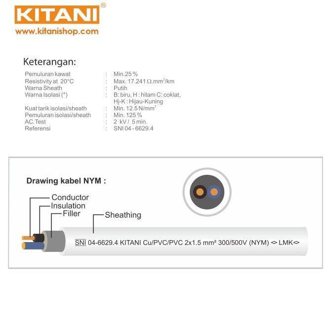 NYM 2x1.5 mm - Kitani - Kabel Tembaga Kawat