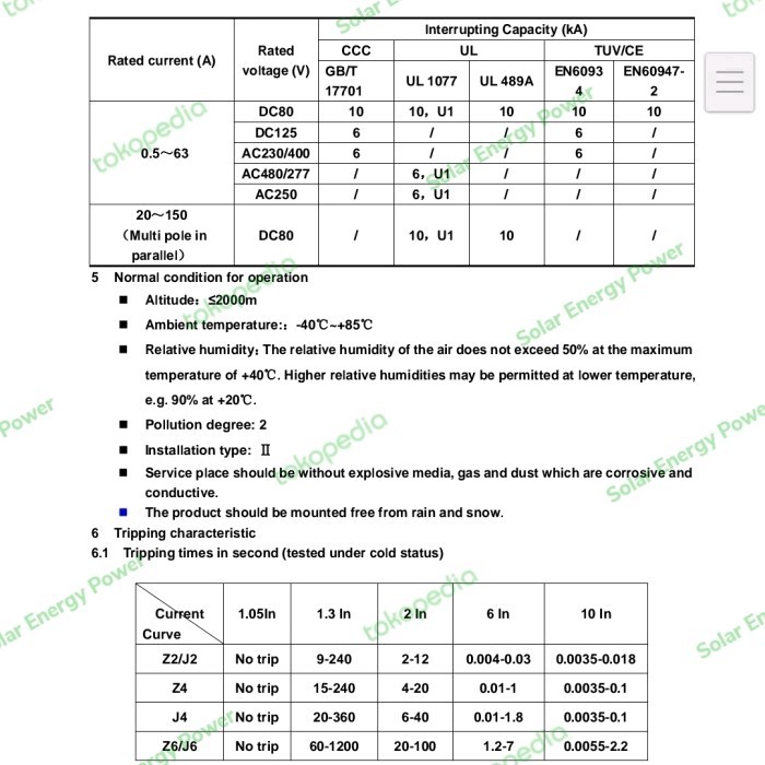 Terhemat Mcb Dc Nader 80Vdc 63A