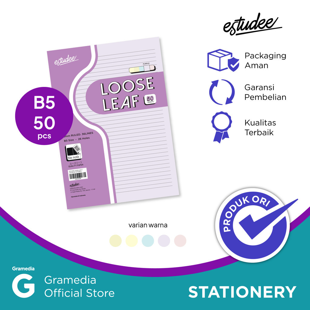 

Estudee Loose Leaf J Color B5 50 Purple