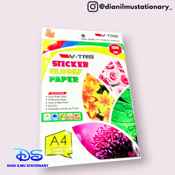 

+++++] glossy sticker paper a4 v-tro 135gsm