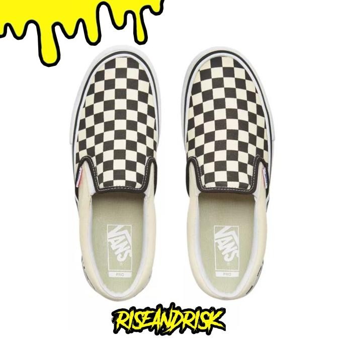 Vans Slipon Pro Checkerboard Black White (Ultracush Insole) Original Dan Terpercaya