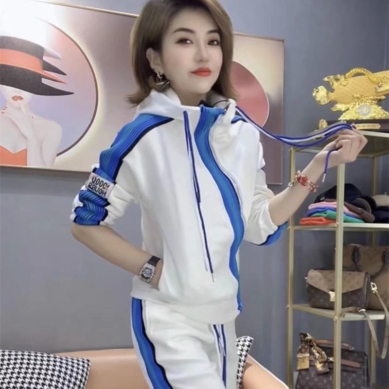 Set Hoodie Dua Potong untuk Pakaian Olahraga, Setelan Hoodie Modis Gaya Korea, Pakaian Olahraga Desa