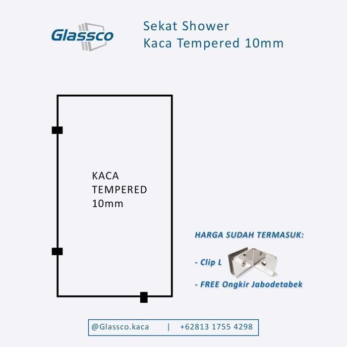 Partisi Kamar Mandi Sekat Shower Tempered 10mm Pesanan Pak Eko