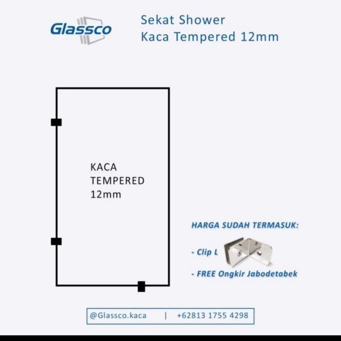 Kaca Partisi Sekat Kamar Mandi 12mm - Pesanan Pak Dennis