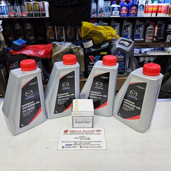 TERLARIS - paket mazda oli 0w20 4liter + filter oli mazda 2 skyactive original