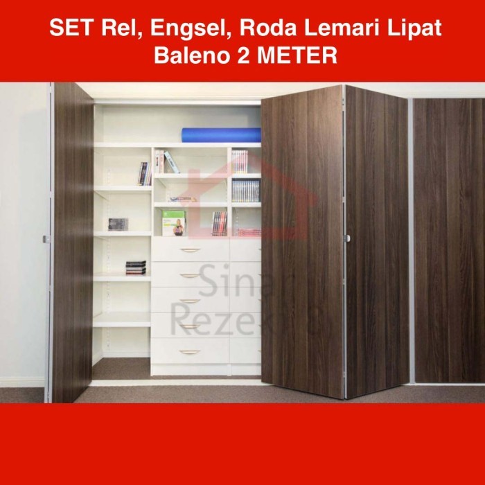 Rel Pintu Lemari Lipat Tarik Dorong Roda 3M Folding Foldable Wardrobe