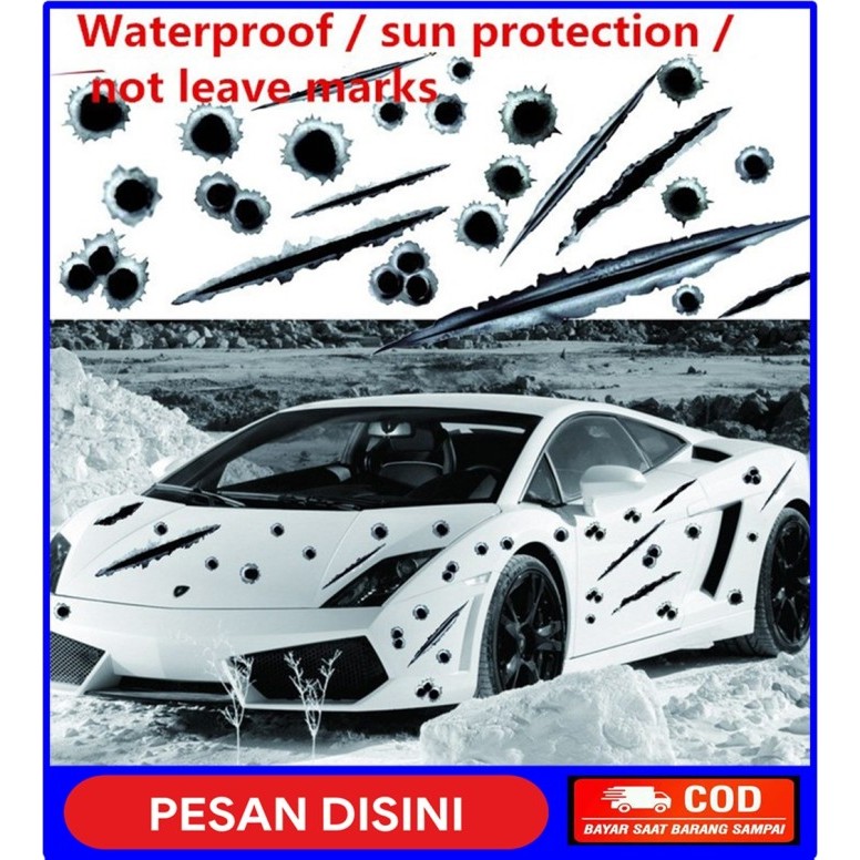 STIKER MOBIL MOTIF 3D LECET GORESAN LUBANG BARET AKSESORIS MOBIL EKSTE