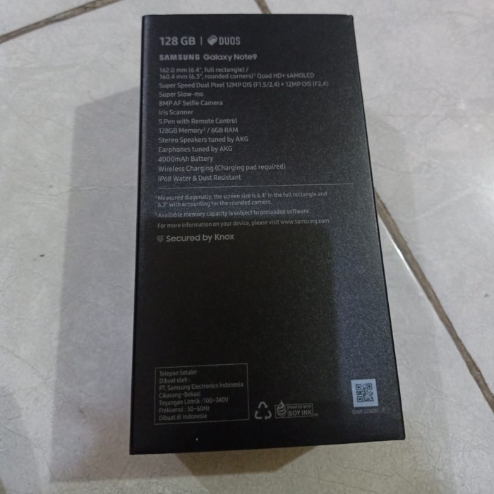DUS BOX SAMSUNG GALAXY NOTE 9 COPOTAN ORIGINAL