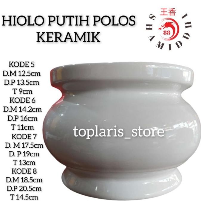

Ready Hiolo Putih Polos Keramik 8in Import